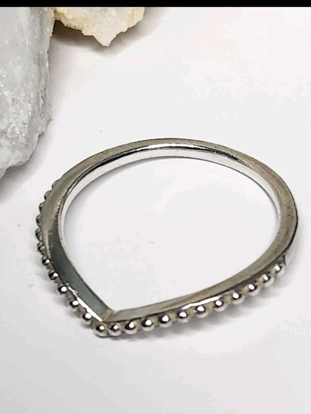 Pandora Sterling Silver .925 ALE Beaded Chevron Ring Size 7 Stackable